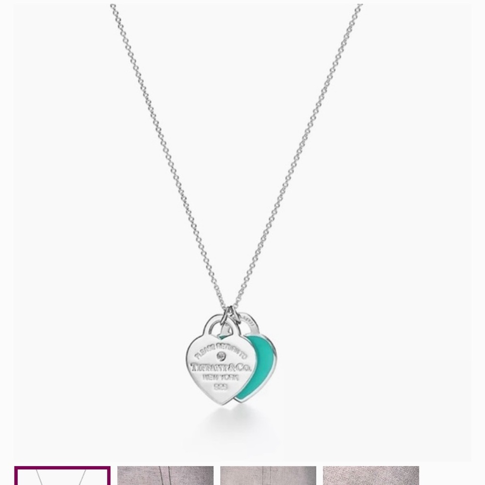 Tiffany & Co. Silver and Teal Heart Pendant Necklace